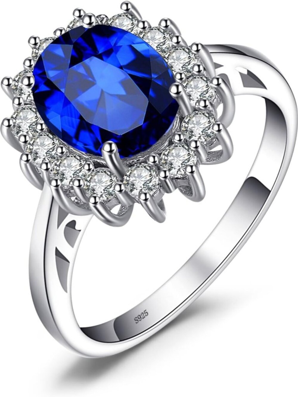 Elegant Sapphire Halo Engagement Ring | Birthstone Promise Ring for Women, 14K